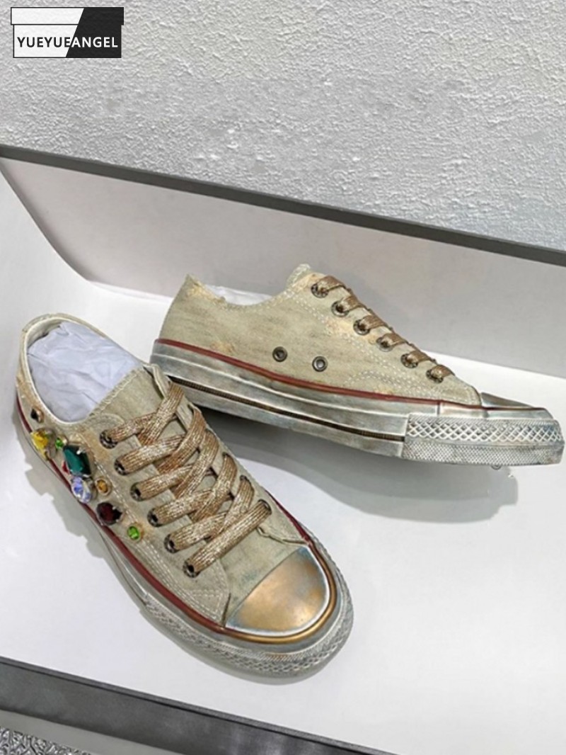 Women Shoes Joggers - Vintage Kadınlar Düşük Kesim Dantel Up