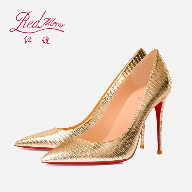 Women'S Shoes Red Bottoms - İlkbahar/Yaz Kırmızı Alt Kertenkele Desen Kabartmalı
