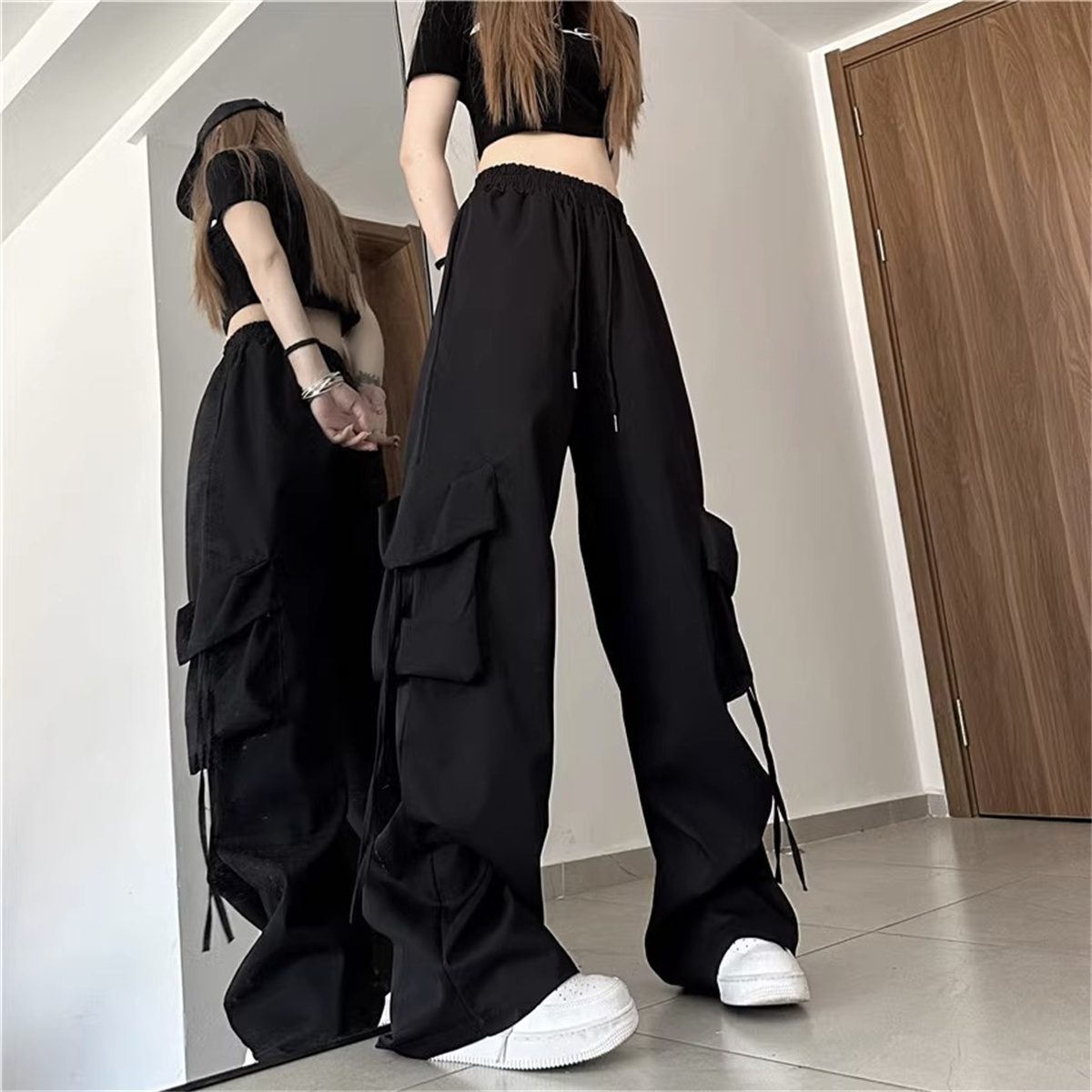 Women Shoes Joggers - Artı Boyutu Kadın Kargo Pantolon Yüksek