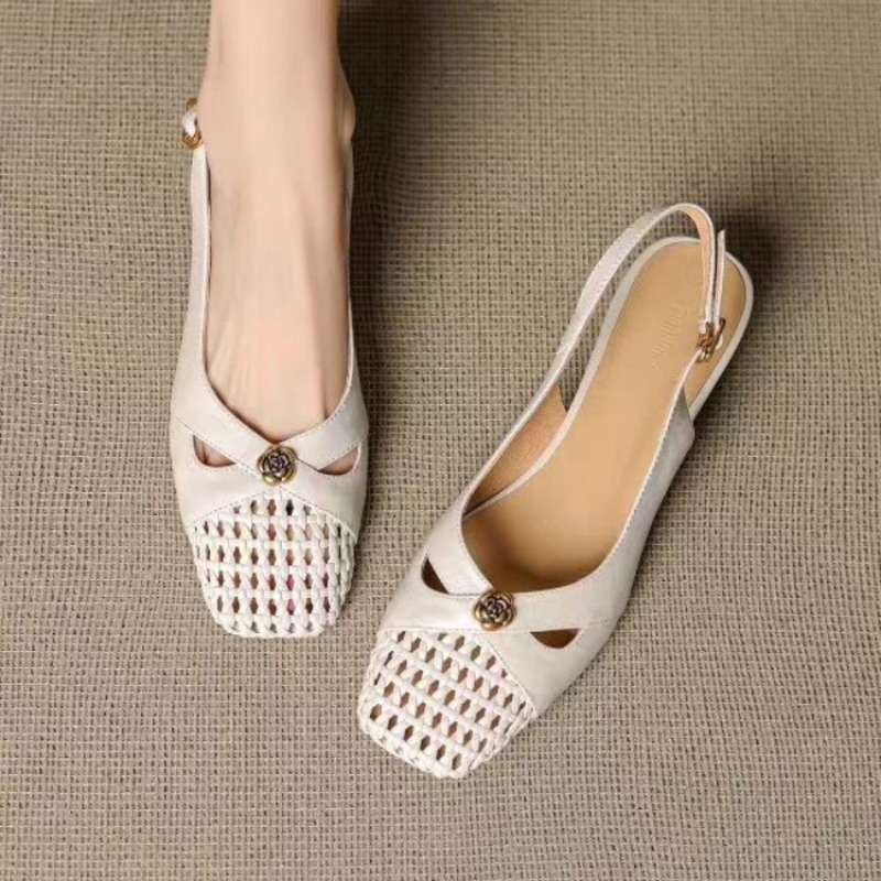 Square Toe Mule - Kadın Fransız tarzı kapalı burunlu sandaletler,