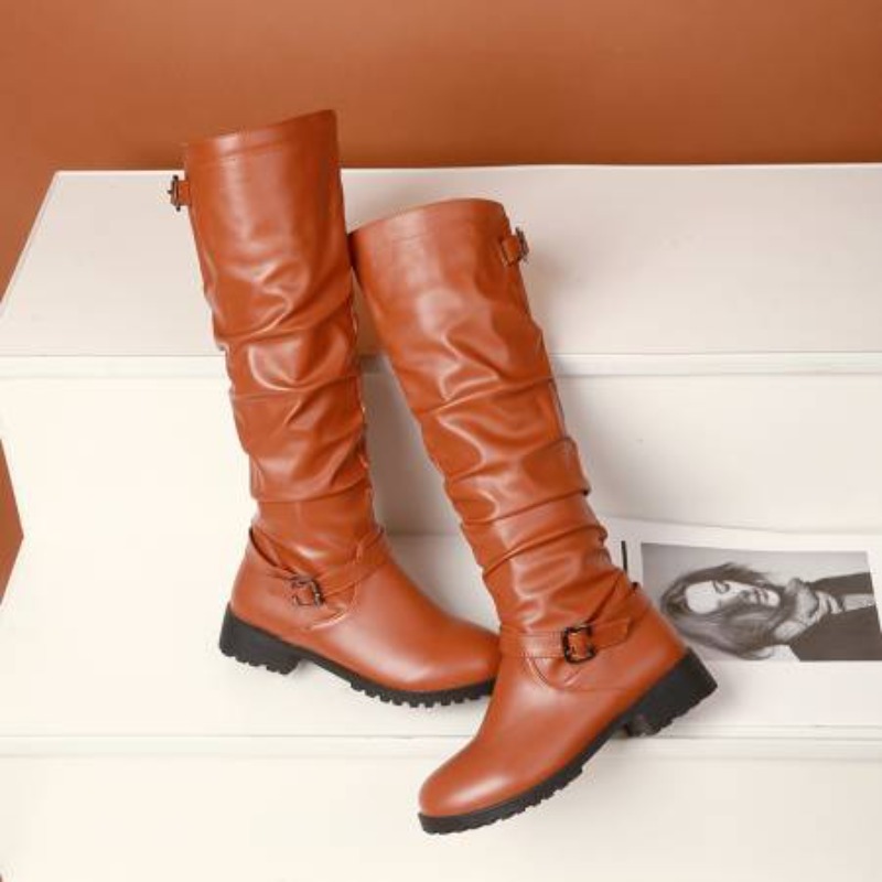 Women'S Shoes Yellow - 2025 Kadın Zip Deri Diz Yüksek