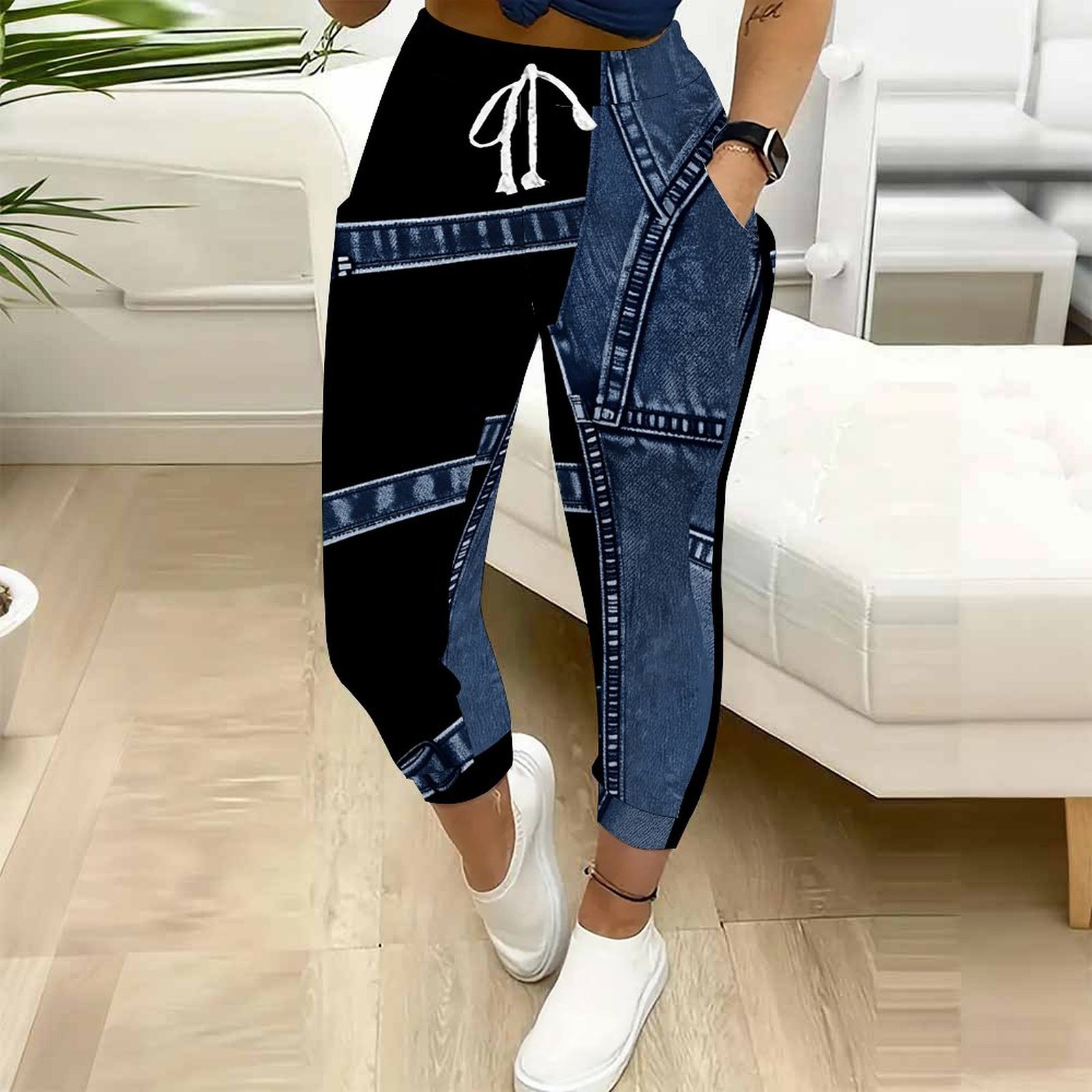 Women Shoes Joggers - Kadınlar İçin Blok Renkli Jogger Pantolon,