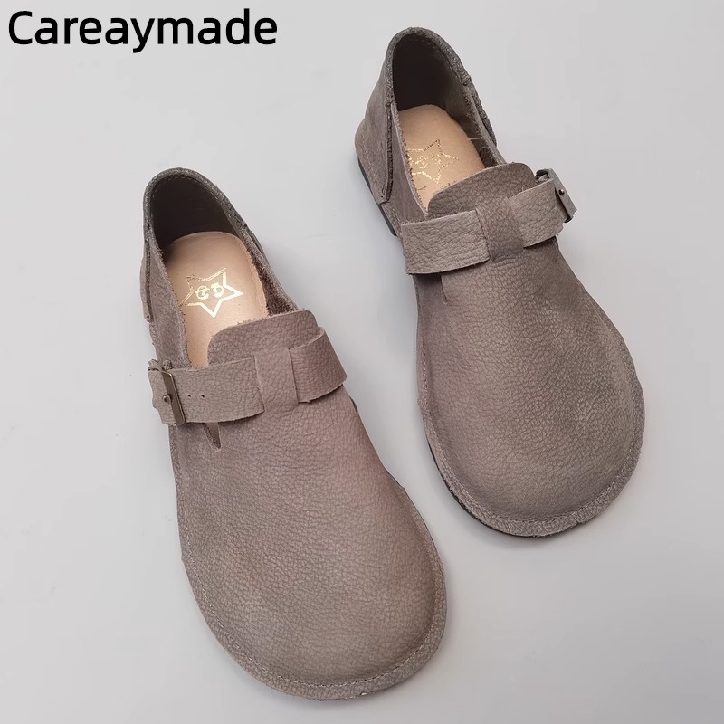 Women Shoes For Big Feet - Careaymade-hakiki deri saf inek derisi kadın