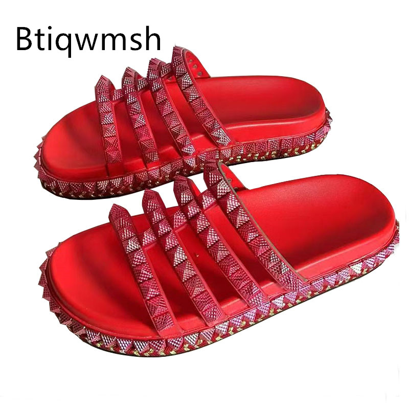 Women'S Shoes Red Bottoms - Kırmızı Perçin Çivili Gladyatör Sandalet Kadın
