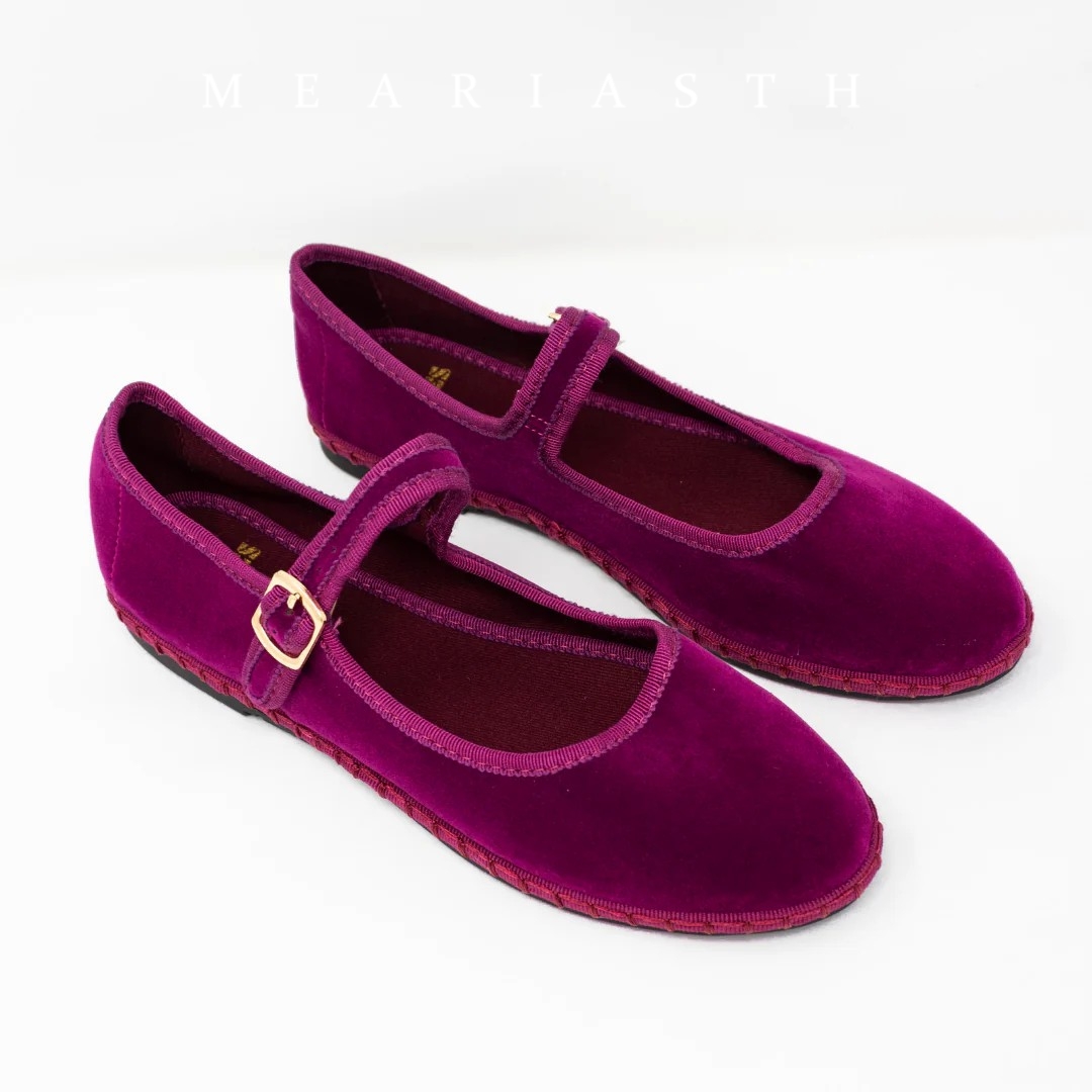Women Shoes Jeans - Kırmızı Mary Jeans Düz Ayakkabılar Kadın