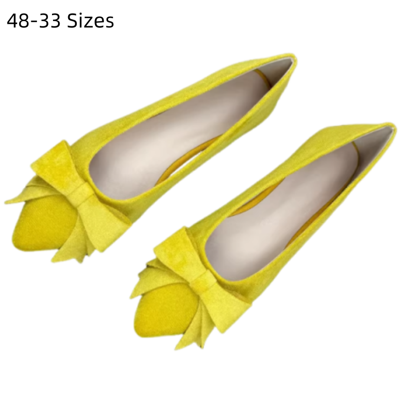 Women Shoes For Big Feet - Lady Flock Kelebek Limon Sarısı Babetler