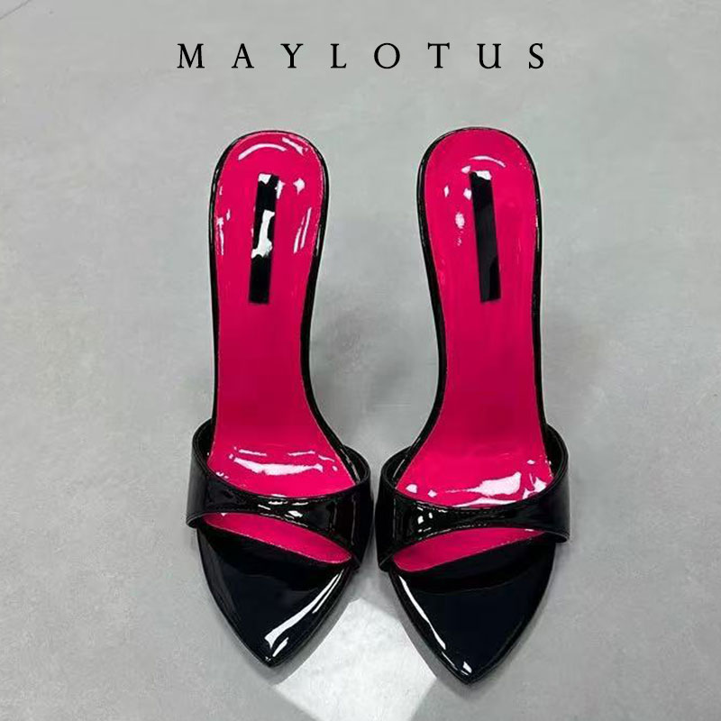 Women Shoes Ysl - 35-46 Beden Patchwork Stiletto Topuklu Terlikler