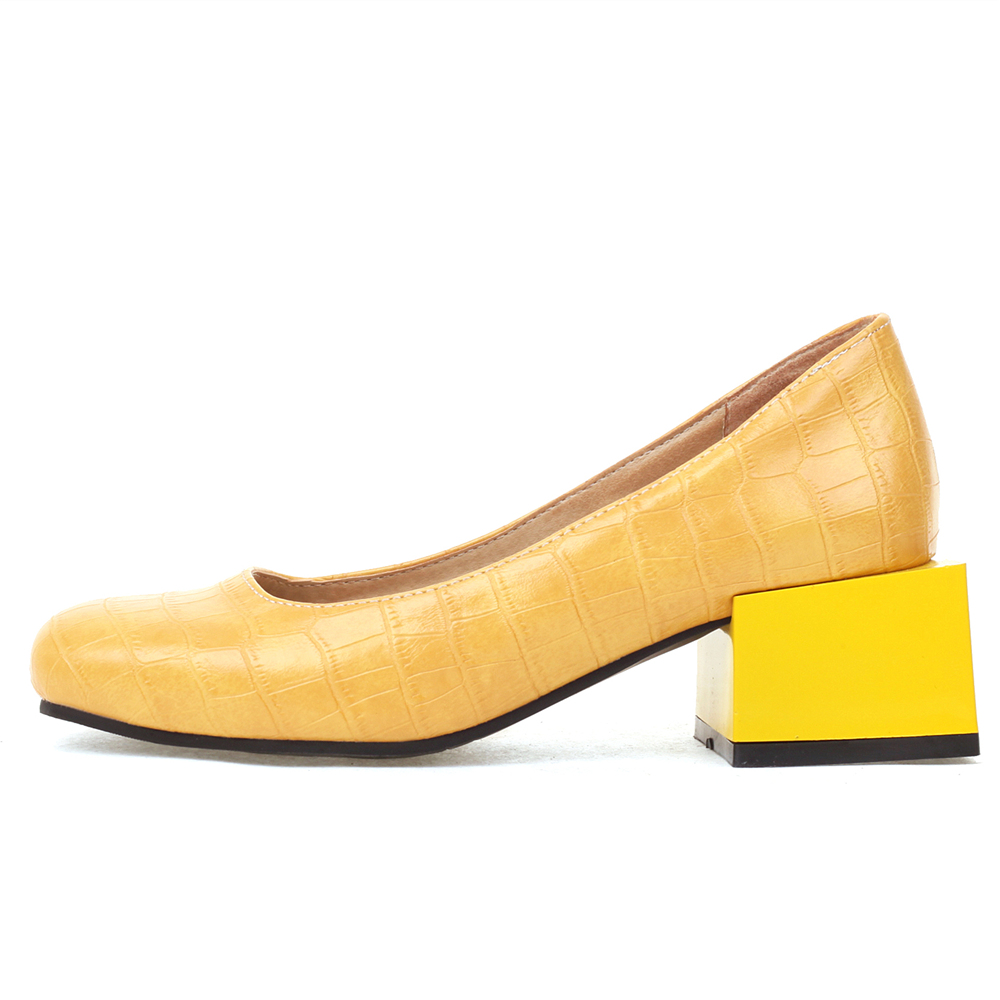 Kare Düşük Topuklu Ayakkabılar - Women'S Shoes Yellow incelemesi ve fiyatı