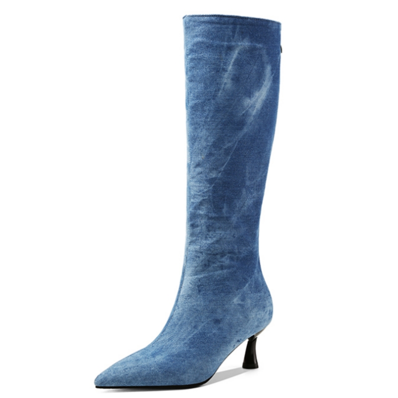 Mavi Kot Diz Yüksek Çizmeler K - Women Shoes Jeans incelemesi ve fiyatı