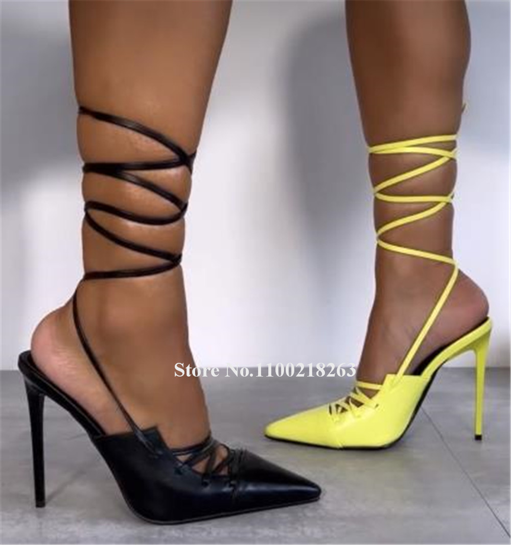 Bağcıklı İnce Topuklu Sandalet - Women'S Shoes Yellow incelemesi ve fiyatı